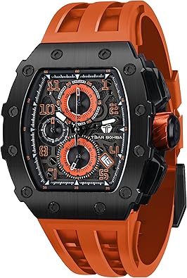 TSAR BOMBA Mens Luxury Watch Watches for Men 50M Waterproof Japanese Quartz Movement Tonneau Stainless Steel Case Sapphire Glass with Chronograph Date Function Cool Unique Fashion Gift
