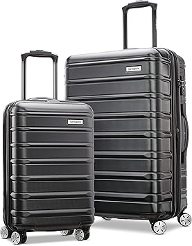 Samsonite Omni 2 Hardside 2 Piece Set - Includes Global Carry-On & Medium Checked Suitcases - 360° Dual Spinner Wheels - Integrated TSA Lock & Expansion - Amazon Exclusive - Midnight Black