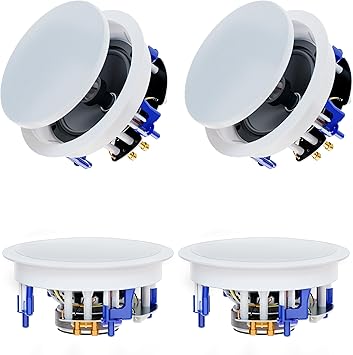Herdio 6.5'' 640Watts 2-Way Bluetooth Ceiling Speakers Package Great for Home Theater System, Living Room,Office,Flush Mount Wired(4 Speakers)