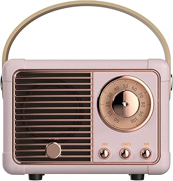 Dosmix Retro Bluetooth Speaker, Vintage Mini Wireless Speaker for Bedroom Desk Kitchen Office, Cute Portable Speaker for Room Decor, Small Bluetooth Speaker for iPhone Android, Gift for Women Girls