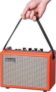 Acoustic/Electric Guitar Amplifier, with 3-Year Warranty,15 Watt Portable Bluetooth Speaker for Guitar Acoustic/Electric with Reverb Effect, 2 Band EQ,Orange