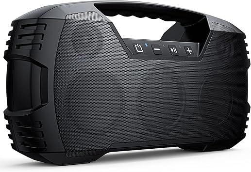 IPX7 Waterproof Outdoor Bluetooth Speaker, Wireless, 90W(Peak), 32H Playtime, Floating Design, Deep Bass & Loud Stereo Sound, Portable with Handle, Rugged for Pool, Beach, Kayaking, Hiking, Black