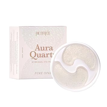 Petitfee Aura Quartz Eye Mask Pure Opal 40 pcs (20 pairs) - Rejuvenating Hydrogel Eye Patch for Puffy Eye Bags, Cooling, Depuffing, Under Eye Elasticity, Reduces Fine Lines for Firming Eye Area