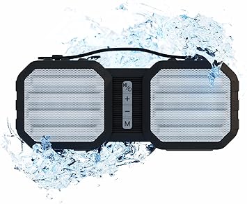 Coby Ranger Portable Bluetooth Speaker, 10W Wireless Waterproof IPX5 Speaker with FM Radio, AUX & TF Card Input, Rechargeable 7 Hour Playtime, Outdoor Beach Camping Travel Speakerphone, Black