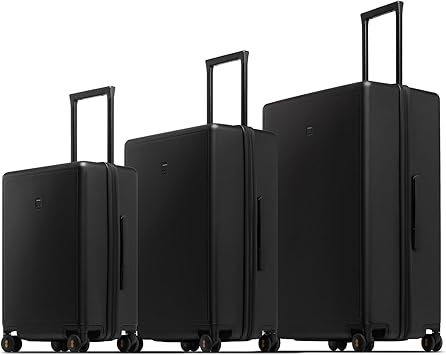 LEVEL8 Luggage Sets 3 Piece, 20 Inch Carry on, 24&28 Checked Hardshell Suitcases Set, Lightweight Luminous Textured Large Luggages with Spinner Wheels Tsa Lock, 3-Piece Set (20/24/28), Black