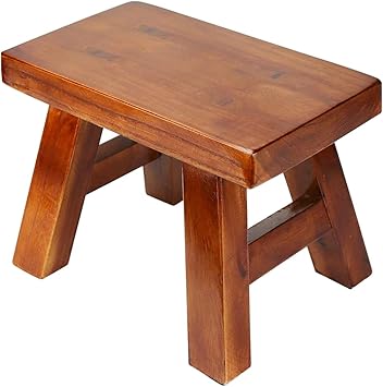 Small Stool Wooden Step Stool Footstool Solid Wood 8 inch for Kids Adults Plant Stand Fishing Stool (Brown)