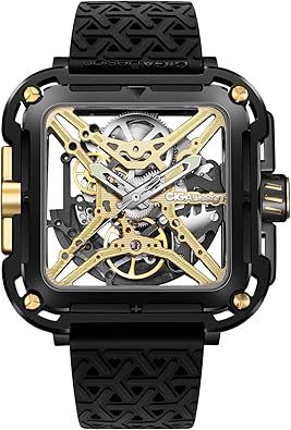 CIGA Design Mechanical Automatic Watch X Series SUV Inspired Anti-Shock Design Sapphire Crystal Analog Skeleton Watches with Silicone and Nylon Strap Fashion Wrist Accessories Gifts for Men and Women