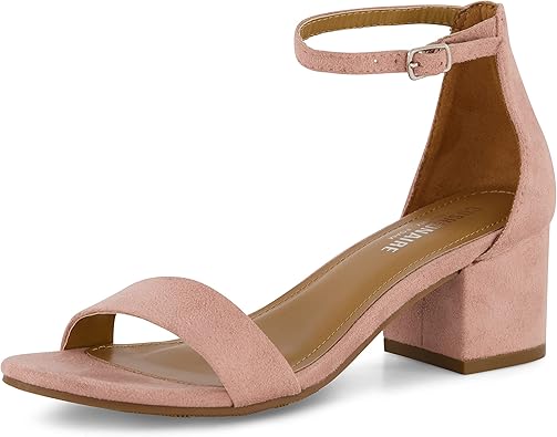 CUSHIONAIRE Alba Mid Block Heel Dress Shoes for Women – Open Toe Ankle Strap Heeled Women's Sandals with Memory Foam Comfort