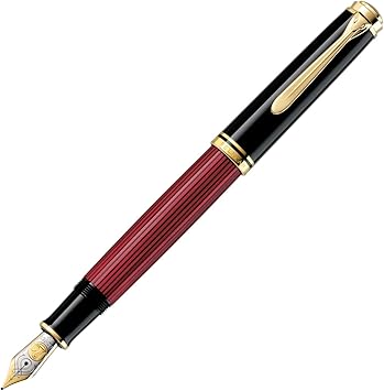 Pelikan M800 Fountain Pen, B, Bold Souvelane Red Stripe