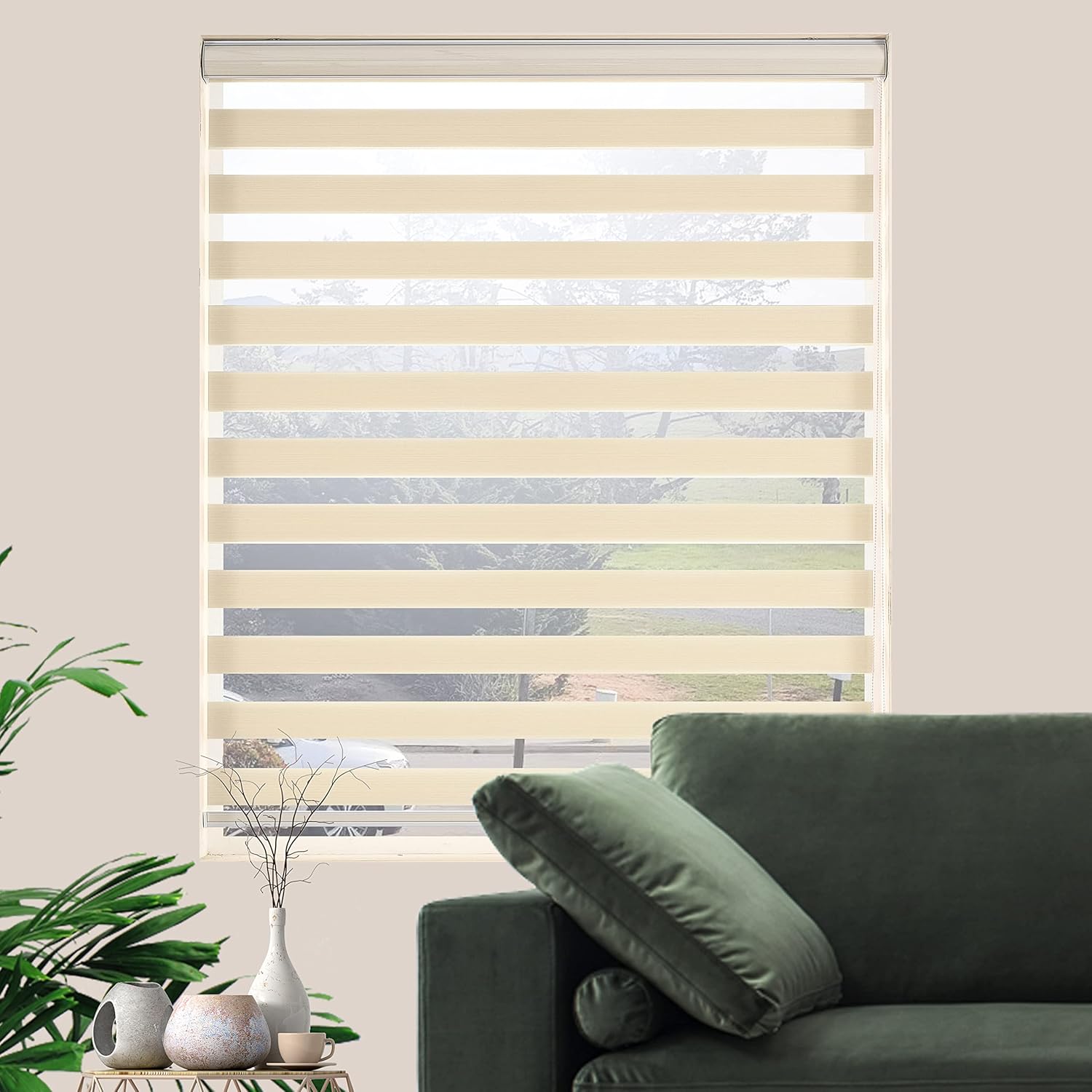 Custom Size Blackout Zebra Blinds, Dual Layer Free-Stop, Room Darkening Zebra Shades, Blinds for Indoor Windows, Light Filtering Privacy Sheer Shade for Home(20" W X 72" H, Black)