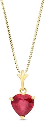 14K Solid Yellow Gold Lab Grown Heart Ruby Necklace and Earrings Set Grade AAA