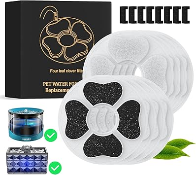 DEEIPET 8 Packs Cat Water Fountain Food Grade Replacement Filters & Sponges for 74oz, 135oz Automatic Pet Fountain Dog Water Dispenser