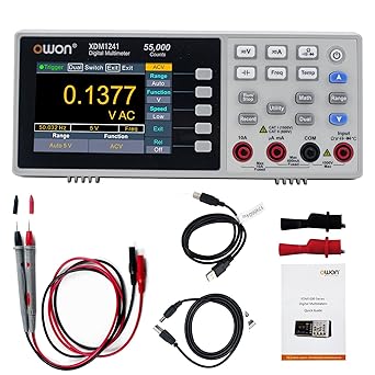 OWON XDM1241 Portable Digital Multimeter,3.5in Desktop Digital Multimeters, 55000 Counts LCD True RMS Temperature Tester Meter for Instruments and Laboratories, Factories