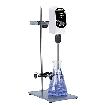 Electric Overhead Stirrer Mixer 100-2000RPM Timing Max.20L(H₂O) LCD Display Digital Overhead Stirrer Mixer 10000mPas Powerful Lab Stirrers Mixer with Stirring Rod and Stand