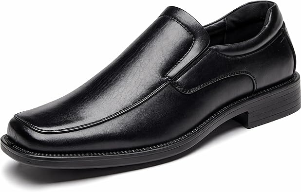 DECARSDZ Men’s Square Toe Dress Shoes, Business Casual Slip-On Oxford for Office Work, Lightweight Comfortable Formal Shoes
