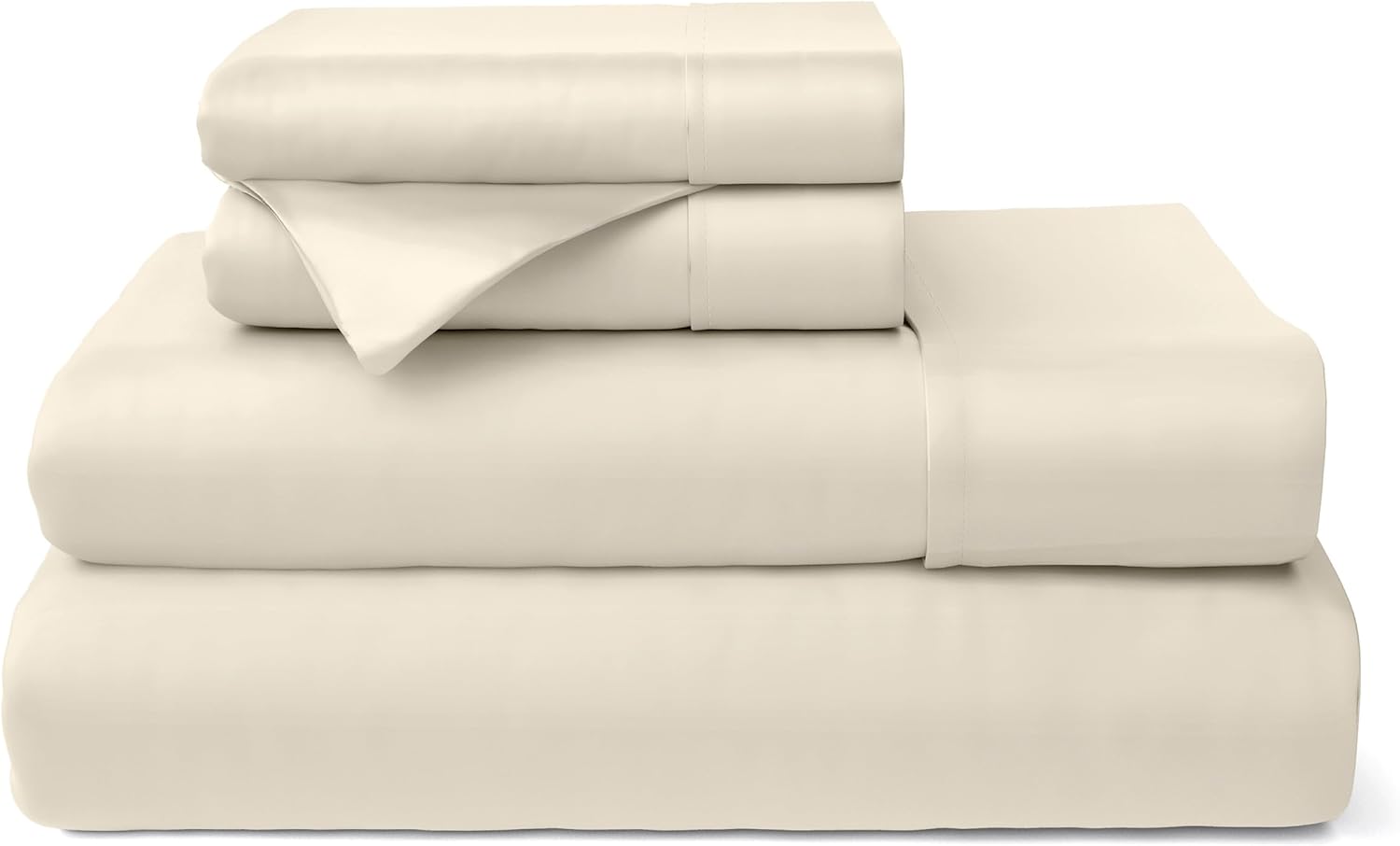 Cosy House Collection 100% Rayon Derived from Bamboo Bed Sheet Set - Cooling, Breathable, Silky Soft 4-Piece Deep Pocket Bedding Set (Full, Cream)