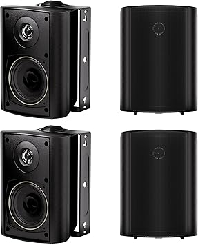 Herdio 4 Inch Outdoor Speakers with Bluetooth 4 Channel Amplifier for Indoor Outdoor Patio,Deck, Waterproof Wall Mount System (4 Speakers)