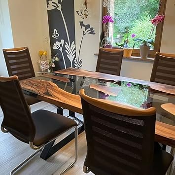 Personalized Large EPOXY Table, Resin Dining Table for 2, 4, 6, 8 River Dining Table Top, Wood Epoxy Coffee Table Top, Living Room Table (28.5" Inches Tall, 60 x 36 Inches)