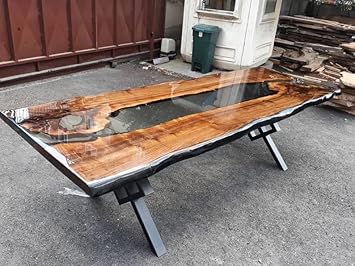 Personalized Large EPOXY Table, Resin Dining Table for 2, 4, 6, 8 River Dining Table, Wood Epoxy Coffee Table Top, Living Room Table (16.5" Inches Tall, 48 x 24 Inches)