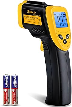 Etekcity Infrared Thermometer Laser Temperature Gun 774, Meat Food Candy Oven Thermometer for Griddle Accessories, Heat Gun for Cooking Refrigerator Tools, Adjustable Emissivity & Max Measure, Yellow
