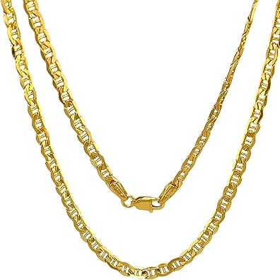 JEWELHEART 14K 10K Real Gold Flat Mariner Chain Necklace, 1.5mm - 4.65mm Diamond Cut Anchor Link Chain For Men - Dainty Yellow Gold Pendant Necklace For Women Lobster Clasp 16" 18" 20" 22" 24"