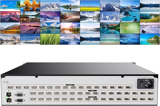 ICUIXIAN 16x32 HDMI Matrix Switch 4K@30Hz with Web GUI w/IR Remote, Rack Mount HDMI Matrix 16x32 Switcher & Splitter Rs-232, LAN Port, EDID, HDCP, Backlit Crystal Button (16 In/32 Out Matrix)