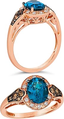 LE VIAN 1/3 Carat White and Chocolate Diamond Band Ring for Women I 14k Rose or Yellow Gold Ring for Her w 1 3/4 Carat Oval Gemstone (White/Brown, 0.35 cttw) Promise Anniversary Band Size 5 to 10