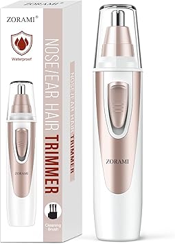 Ear and Nose Hair Trimmer Clipper - 2026 Professional Painless Eyebrow & Facial Hair Trimmer for Men Women, Battery-Operated Trimmer with IPX7 Waterproof, Dual Edge Blades for Easy Cleansing Pink