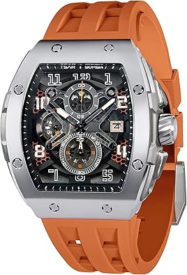 TSAR BOMBA Watch for Men Mens Watch Waterproof Men's Wrist Watches Stainless Steel case Chronograph Quartz Movement Gift for Men