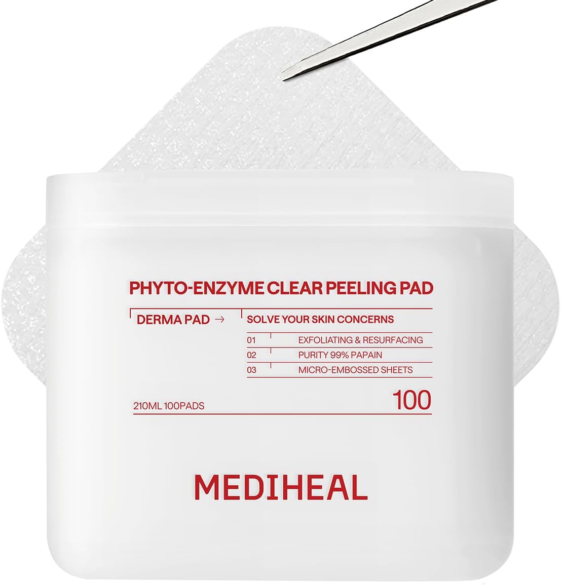 MEDIHEAL Toner Pads 100 Count - Madecassoside Blemish Care Toner Pad with Centella Asiatica - Improves Uneven Skin Tone & Deep Hydration - Vegan Hypoallergenic Face Gauze, Korean Skin Care