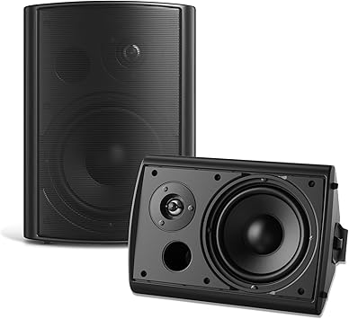 STUDIOFINIX 6.5 Inch Outdoor Speakers Waterproof Wired 400W Wall Mount Speakers Passive, Suitable use for Indoor, Patio,Covered Deck,Porch,Pool Side (Black)