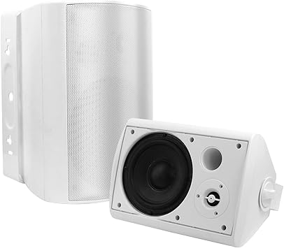 STUDIOFINIX 6.5 Inches Indoor Outdoor Bluetooth Speakers Waterproof Wired Wall Mount Active Speakers 400 Watt for Patio Garage,Deck,Backyard (White)