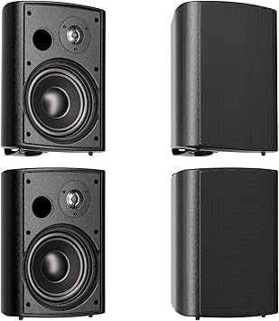 Herdio 6.5 Inches Outdoor Speakers Wired Waterproof Passive,Wall Mount Speakers with 800 Watts Powerful Bass for Home Patio Garden Covered Deck,All-Weather Durability,Black(2 Pairs)