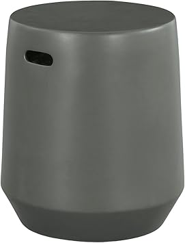 Signature Design by Ashley Kalmunds 17.5" Modern Ceramic Indoor/Outdoor Stool, Light Gray