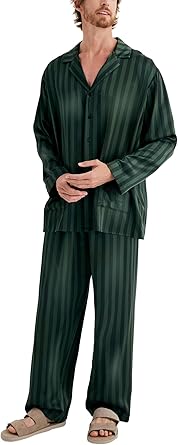 COLD POSH 100% 19MM Mulberry Silk Pajamas for Men Soft Lightweight Mens Silk Pajama Set for Valentines Pjs