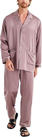 COLD POSH 100% 19MM Mulberry Silk Pajamas for Men Soft Lightweight Mens Silk Pajama Set for Valentines Pjs