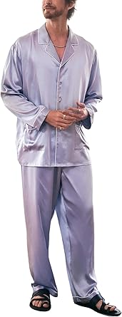 COLD POSH 100% 19MM Mulberry Silk Pajamas for Men Soft Lightweight Mens Silk Pajama Set for Valentines Pjs