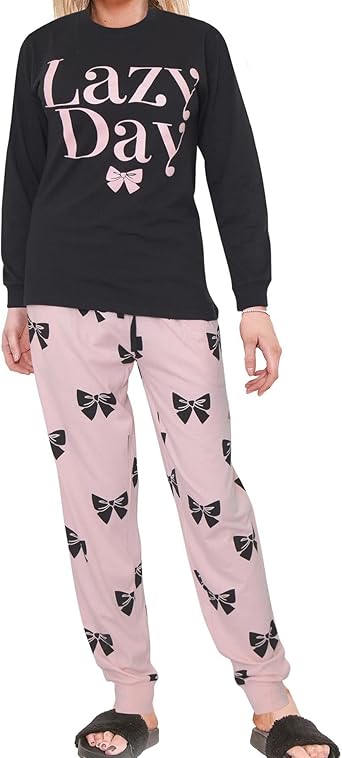 A2Z Ladies Cute 2 Piece Loungewear Soft Cotton PJS Long Sleeve Top and Bottoms for Women Family Matching PJS Lounge wear