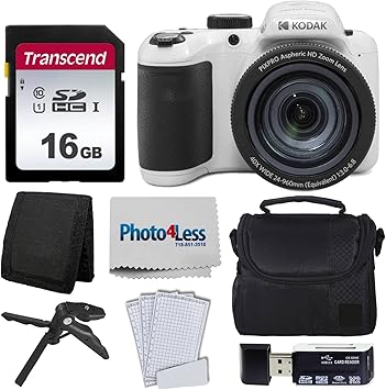 Kodak PIXPRO AZ405 Digital Camera (White), 16GB Memory Card, Camera Case, Accessories - Ultimate Bundle
