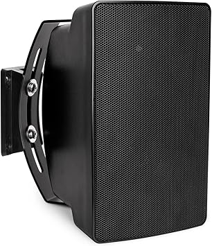 Pure Resonance Audio S6 Wired Indoor/Outdoor Wall Mount Speaker, 6.5" 2-Way 60W 70V/100V/8 Ohm IP65 Weather-Resistant UV Protected Surface Mount Bracket for Patios, Parks, & Commercial Use (Black)
