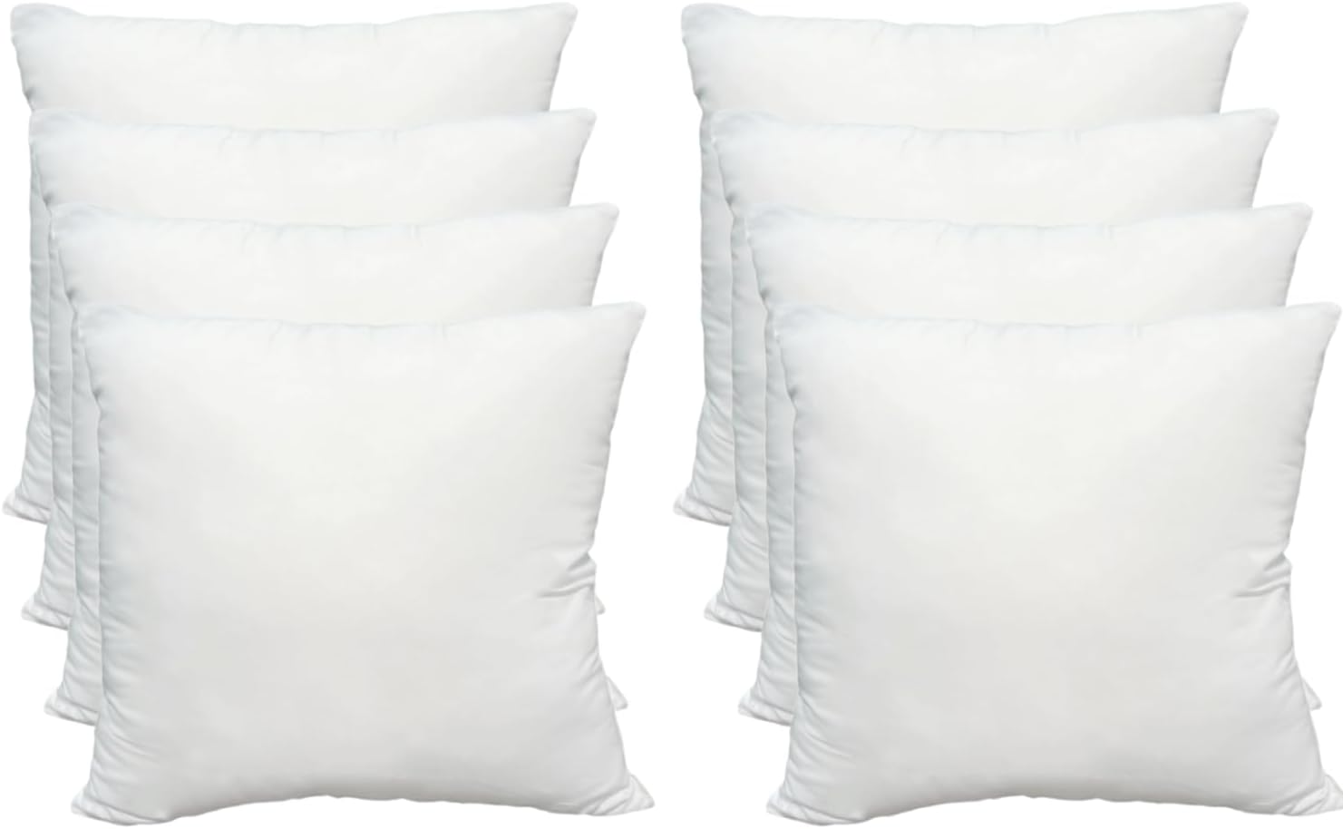 Obruosci Luxury Throw Pillow Inserts, Pack of 6, 18 x 18 inches Hypoallergenic Ultra Soft White Polyester Microfiber Durable Couch Cushion Fillers