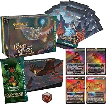 Magic: The Gathering The Lord of The Rings: Tales of Middle-Earth Gift Bundle - 8 Set Boosters, 1 Collector Booster + Accessories
