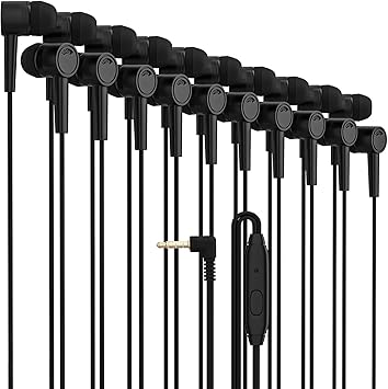 Maeline Bulk Earbuds Headphones with Microphone, Noise Isolating Wired Earphones with Powerful Heavy Bass Stereo, Compatible with Android, iPhone, iPad, Laptops, MP3, Fits 3.5mm - 1000 Pack - Black