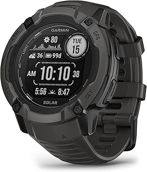 Garmin Instinct 2X Solar, Rugged GPS Smartwatch, Built-in Flashlight, Solar Charging Capability, Multi-Band GNSS, Graphite