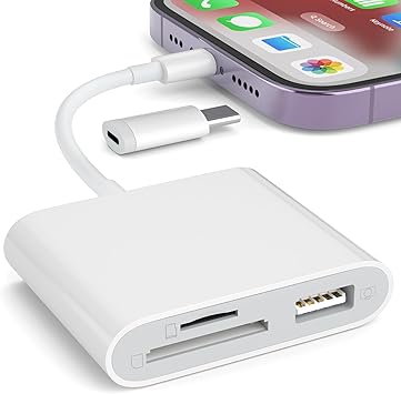 SZHAIYIJIN SD Card Reader for iPhone, Memory Card Reader with USB Camera Adapter Plug and Play Trail Game Camera Viewer Supports SD and TF Card MicroSD Card Adapter for iPad No App Required