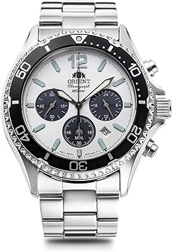 Orient RN-TX0203S Men's Metal Band Sports Diver Design MakoJapan Import New, Multicolor (White/Black), Bracelet Type