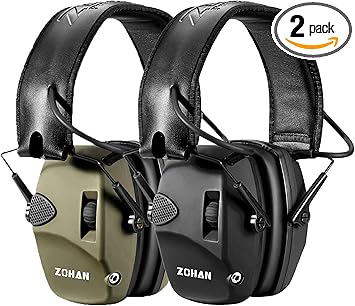 ZOHAN EM054 Electronic Shooting Ear Protection with 4X Sound Amplification 2 Pack,Slim Active Noise Reduction Earmuffs for Gun Range