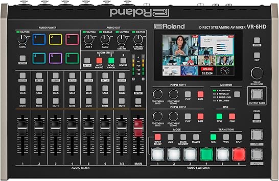 Roland VR-6HD | Ultra-compact Audio/Video Mixer with Direct Streaming Encoders | Ideal for Livestreaming | Extensive A/V Connectivity | 4.3” Touch Screen Multi-Viewer Display | Advanced Editing Tools