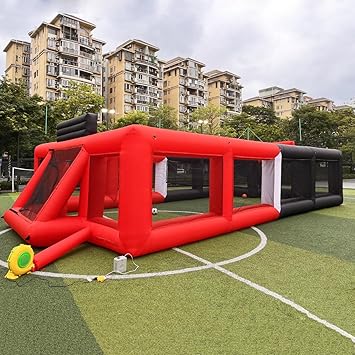 Portable Inflatable Sports Court Inflatable Soccer & Basketball & Volleyball Field 3-in-1 Multiple Sport Game with Blower for Birthday/School Playground/Family/Team Games