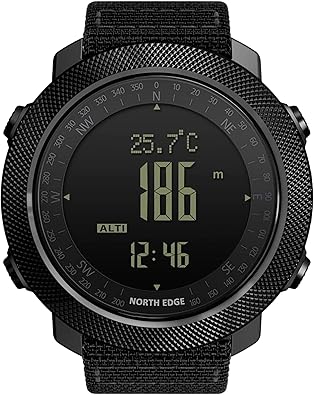 NORTH EDGE Military Watch for Men Large Face Tactical Survival Digital Wrist Watch with Altimeter, Compass, Barometer, Waterproof, Pedometer for Outdoor Sports & Hiking (Apache)